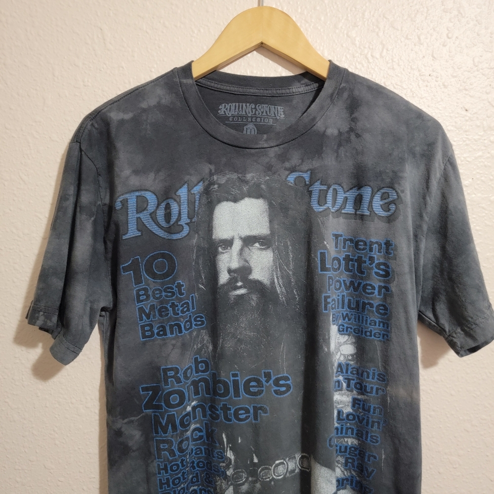 Rolling Stone Collection Magazine Rob Zombie Graphic Tie Dye Faded T-shirt 90s - Picture 2 of 8